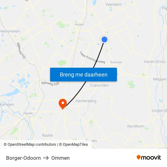 Borger-Odoorn to Ommen map