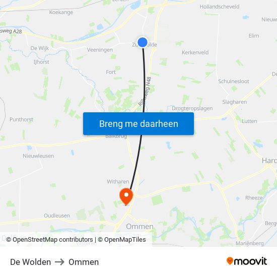 De Wolden to Ommen map