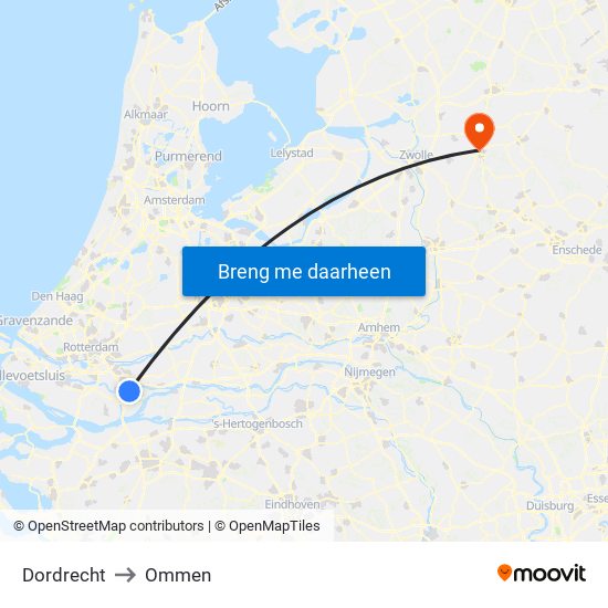 Dordrecht to Ommen map