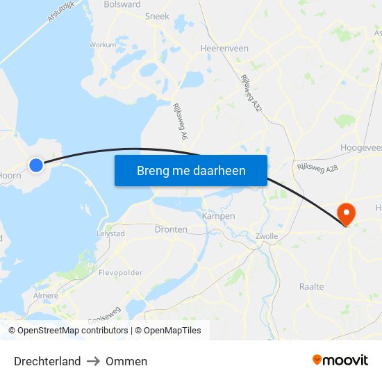 Drechterland to Ommen map