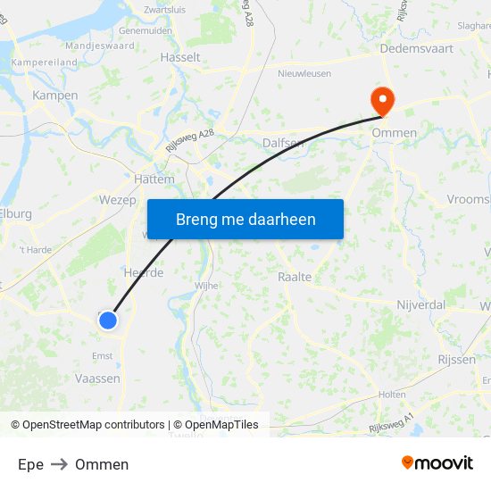 Epe to Ommen map