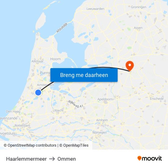 Haarlemmermeer to Ommen map