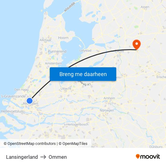 Lansingerland to Ommen map