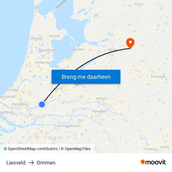 Liesveld to Ommen map