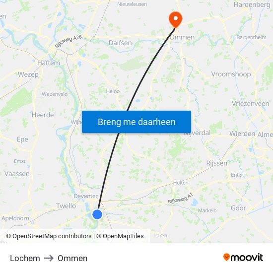 Lochem to Ommen map