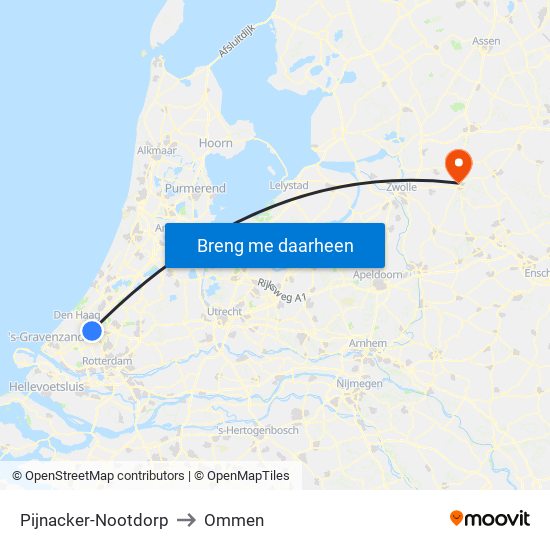 Pijnacker-Nootdorp to Ommen map