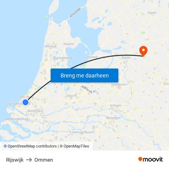 Rijswijk to Ommen map