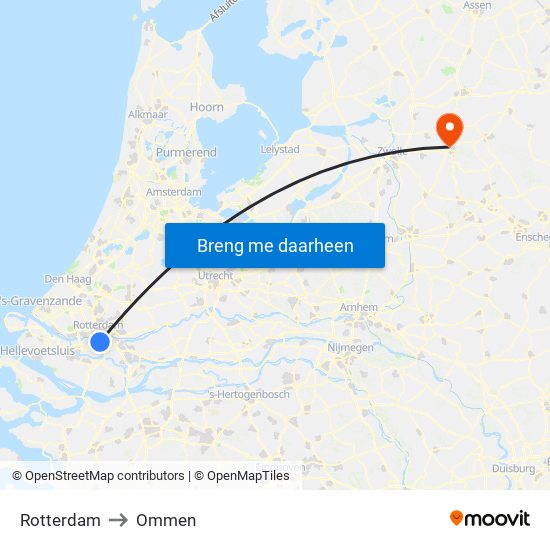 Rotterdam to Ommen map