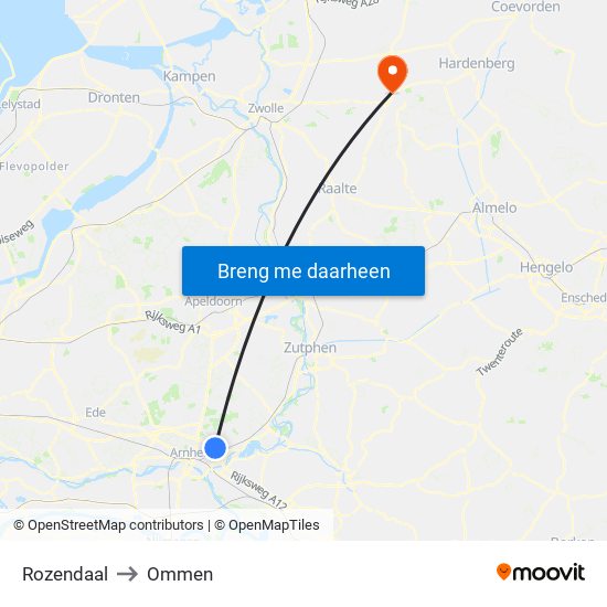 Rozendaal to Ommen map