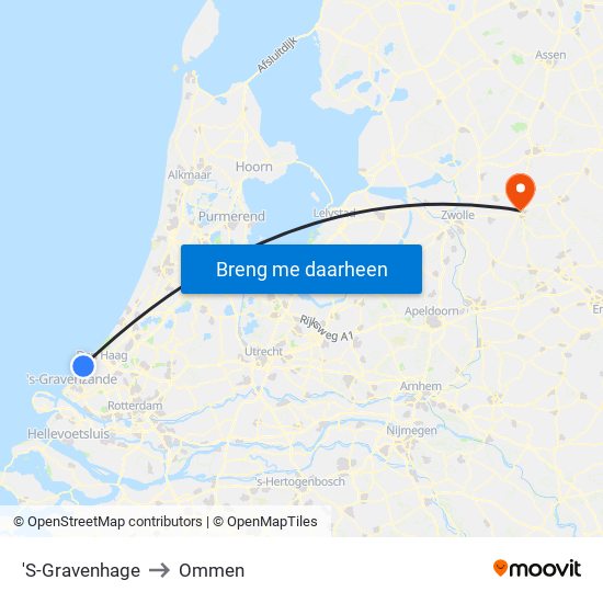 'S-Gravenhage to Ommen map