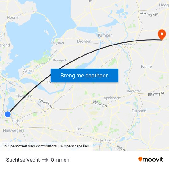 Stichtse Vecht to Ommen map