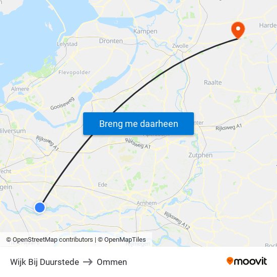 Wijk Bij Duurstede to Ommen map