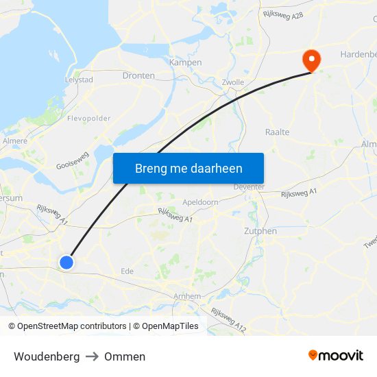 Woudenberg to Ommen map