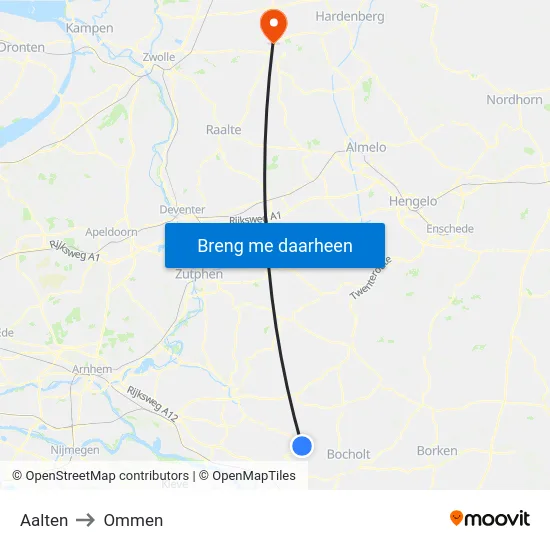 Aalten to Ommen map