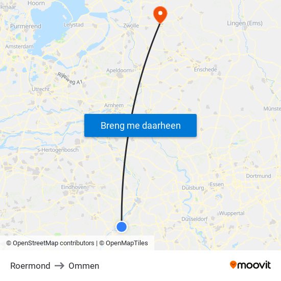 Roermond to Ommen map