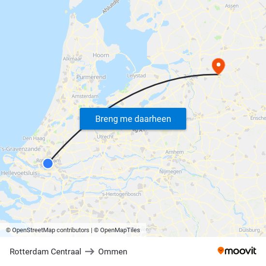 Rotterdam Centraal to Ommen map