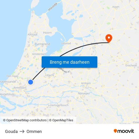 Gouda to Ommen map