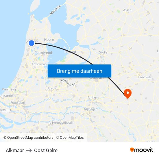 Alkmaar to Oost Gelre map