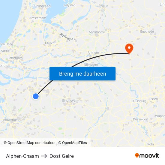 Alphen-Chaam to Oost Gelre map