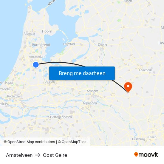 Amstelveen to Oost Gelre map