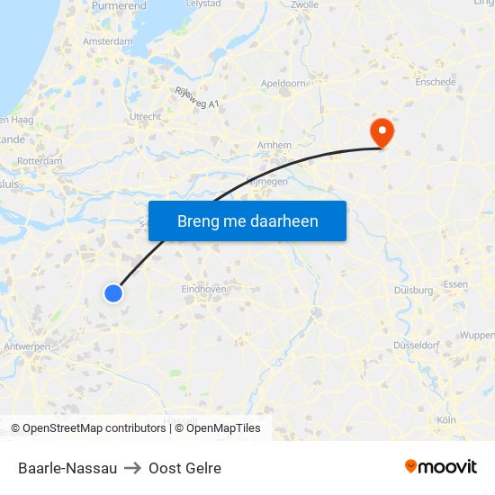 Baarle-Nassau to Oost Gelre map
