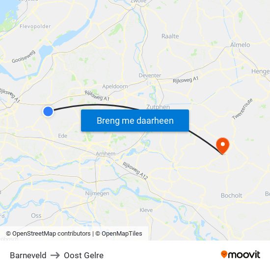 Barneveld to Oost Gelre map