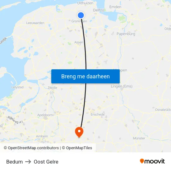 Bedum to Oost Gelre map