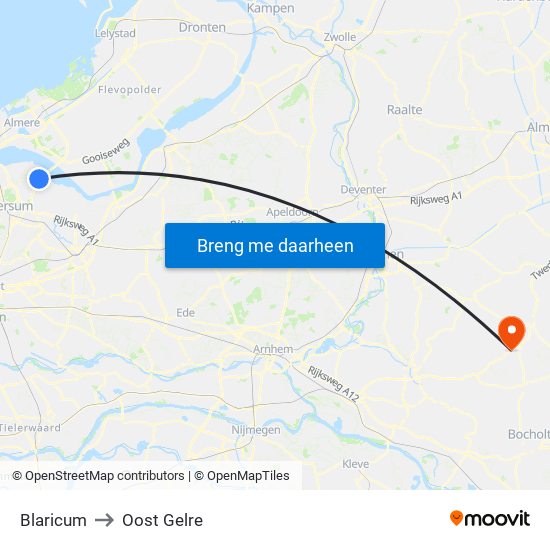 Blaricum to Oost Gelre map