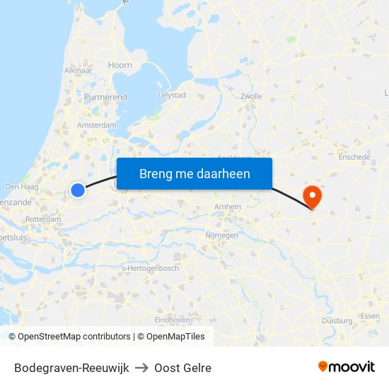 Bodegraven-Reeuwijk to Oost Gelre map