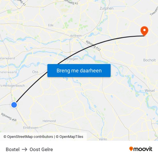 Boxtel to Oost Gelre map