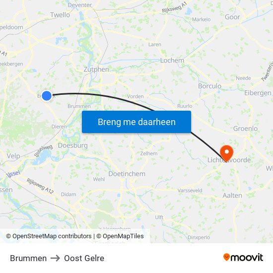 Brummen to Oost Gelre map