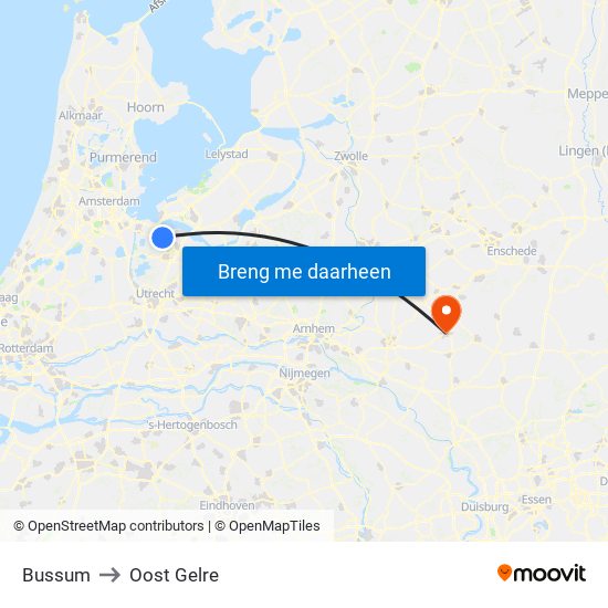 Bussum to Oost Gelre map
