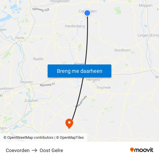 Coevorden to Oost Gelre map