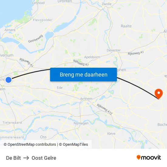 De Bilt to Oost Gelre map