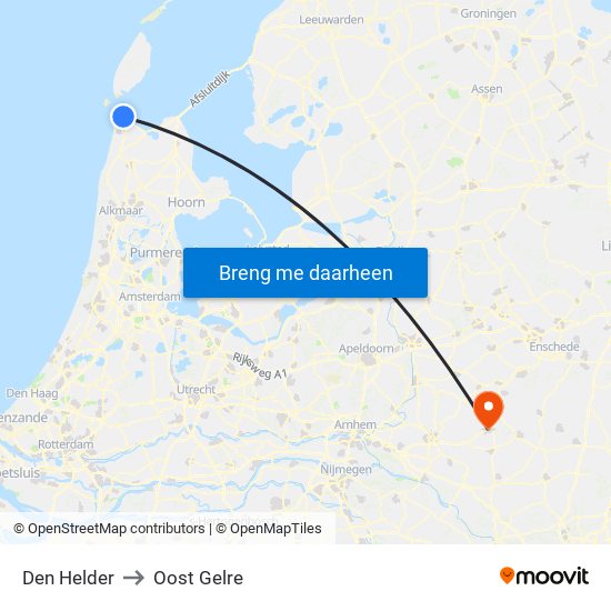 Den Helder to Oost Gelre map
