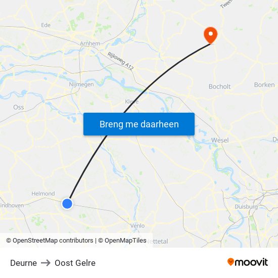 Deurne to Oost Gelre map