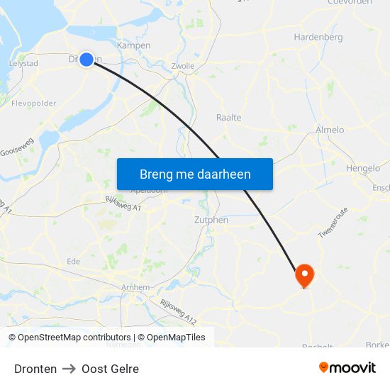 Dronten to Oost Gelre map
