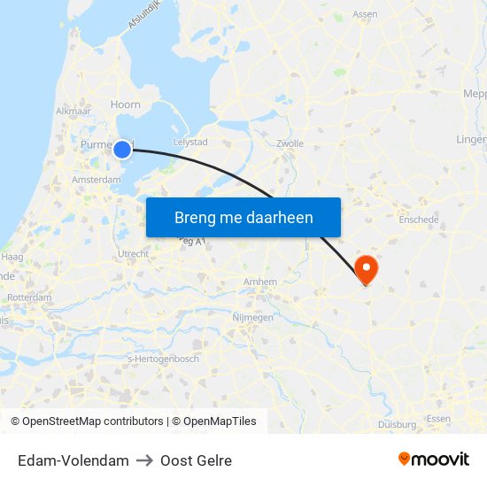Edam-Volendam to Oost Gelre map