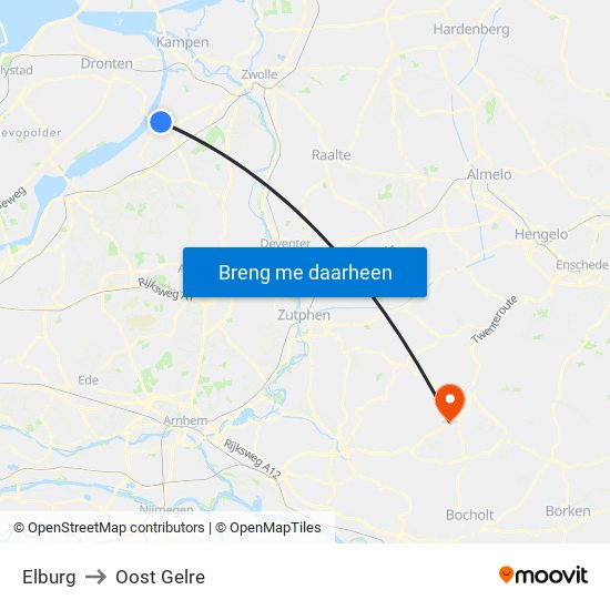 Elburg to Oost Gelre map