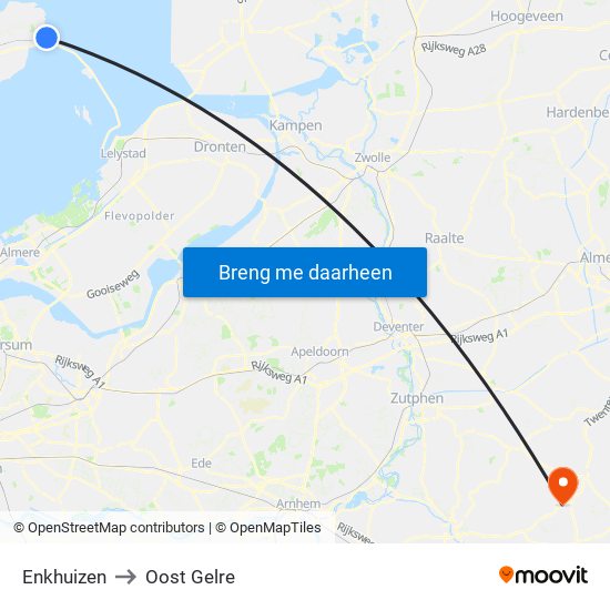 Enkhuizen to Oost Gelre map