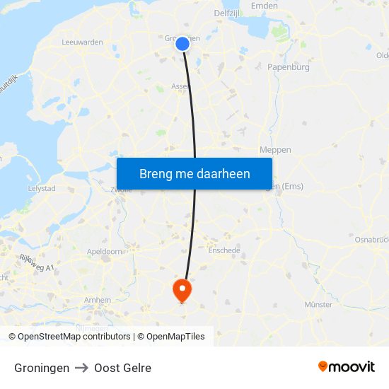 Groningen to Oost Gelre map