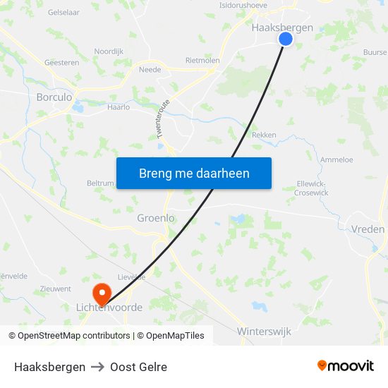 Haaksbergen to Oost Gelre map
