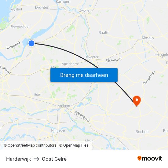 Harderwijk to Oost Gelre map