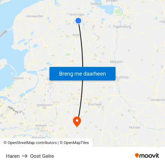 Haren to Oost Gelre map