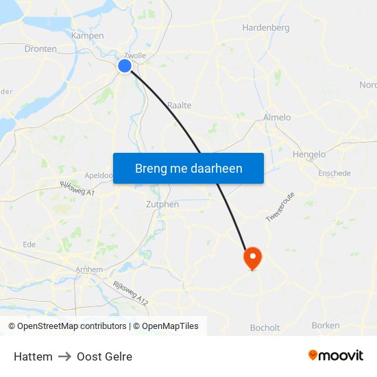 Hattem to Oost Gelre map