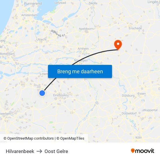 Hilvarenbeek to Oost Gelre map