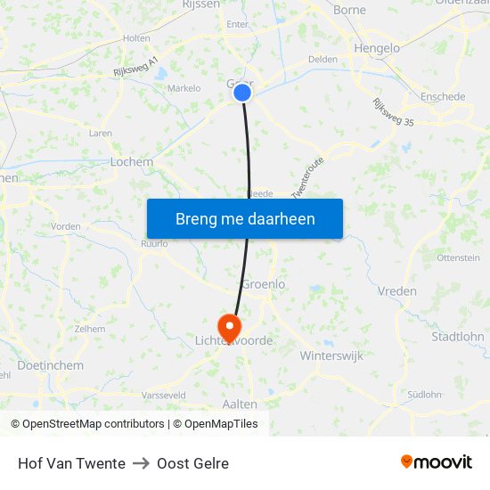 Hof Van Twente to Oost Gelre map