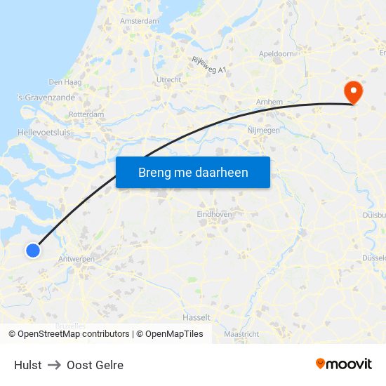 Hulst to Oost Gelre map