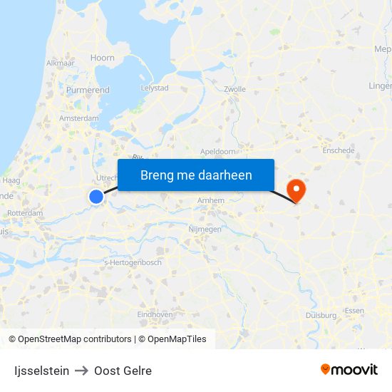 Ijsselstein to Oost Gelre map