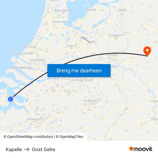 Kapelle to Oost Gelre map